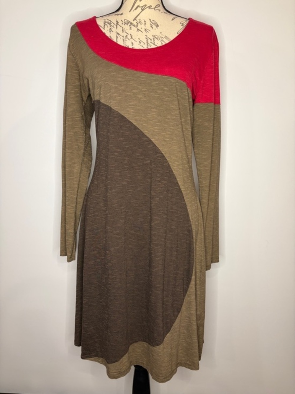 Horny Toad Serpentine dress organic cotton blend slub knit color block M